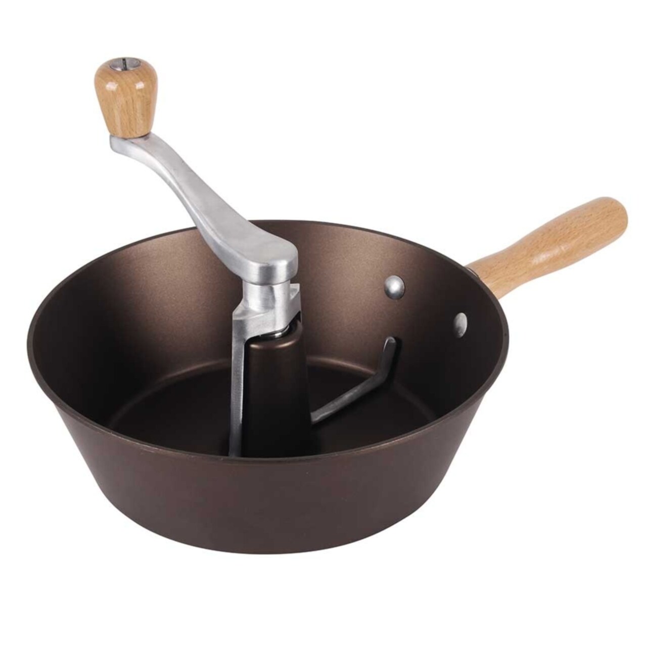 VKP Brands Deluxe Nut Roaster with Bi-Directional Crank and Wood Handle